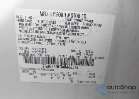 2010 Ford Flex Limited from USA, damaged, VIN 2FMGK5DC3ABA66516